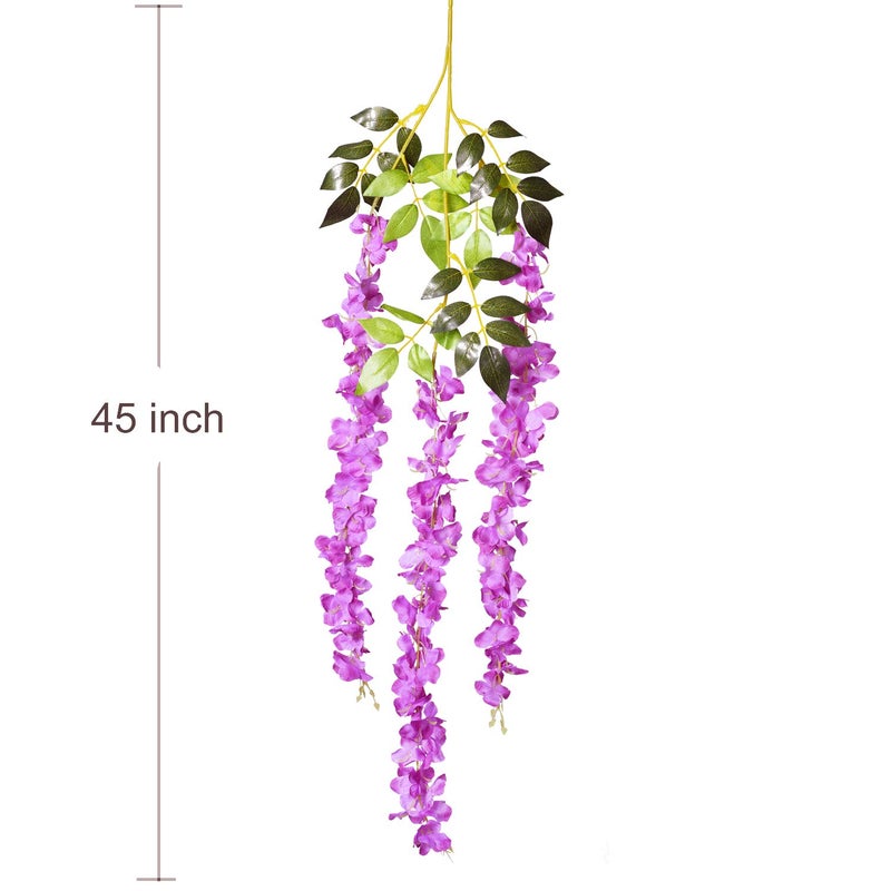 DearHouse 6 Pack 3.75 Feet/Piece Artificial Fake Wisteria Vine Ratta Hanging Garland Silk Flowers String Home Party Wedding Decor - Image 4